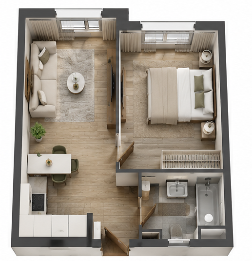 Планировка: 1-комнатная, от 41 м²