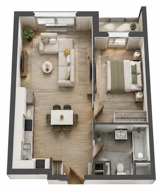 Планировка: 2-комнатная, от 58 м²